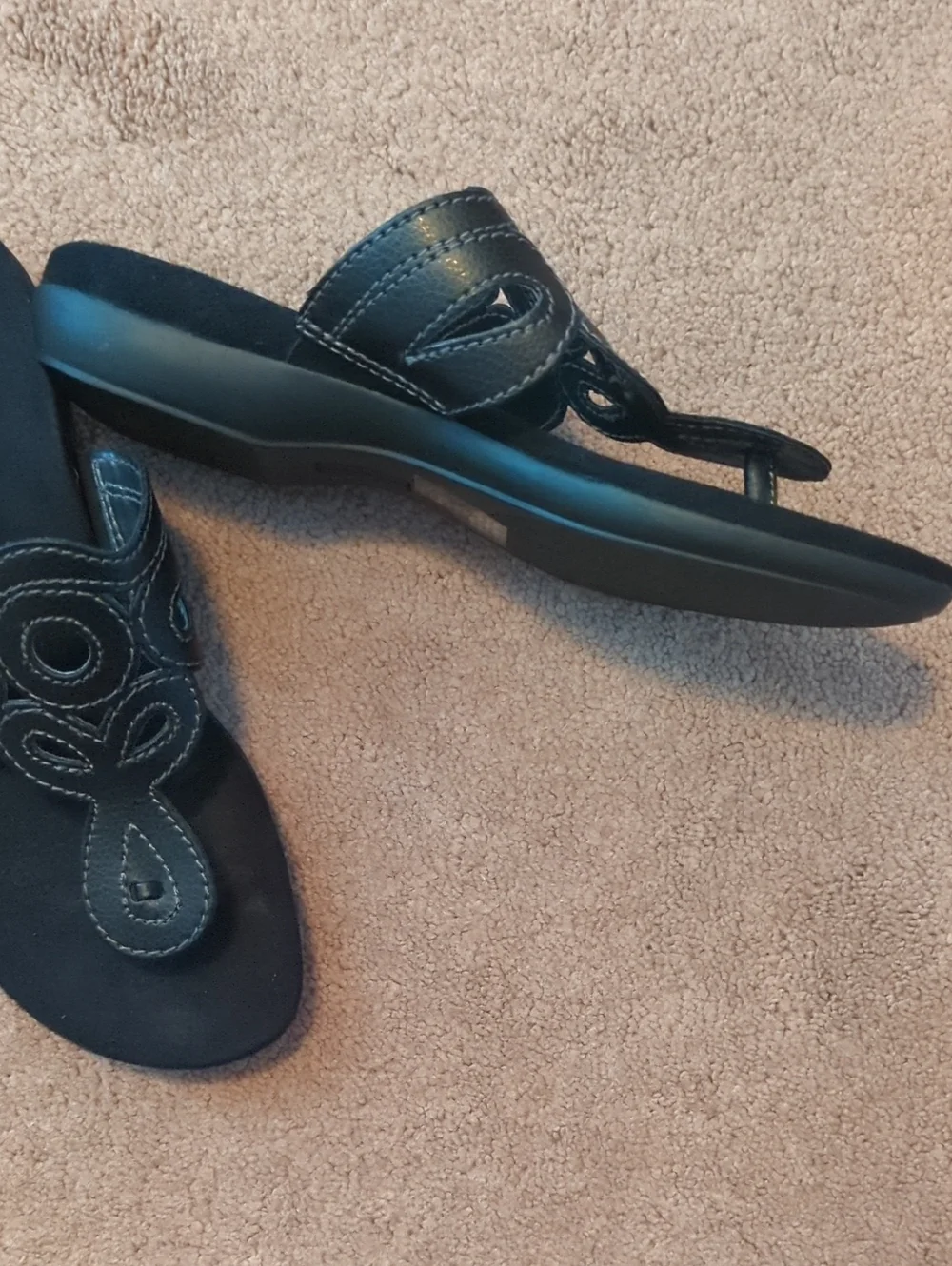 Croft & Barrow Black Decorative Stitch Slide Sandals. Brand New. Tags On Bottom